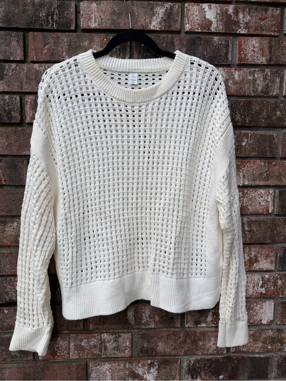 Old Navy Cream Open-Knit Crewneck Sweater